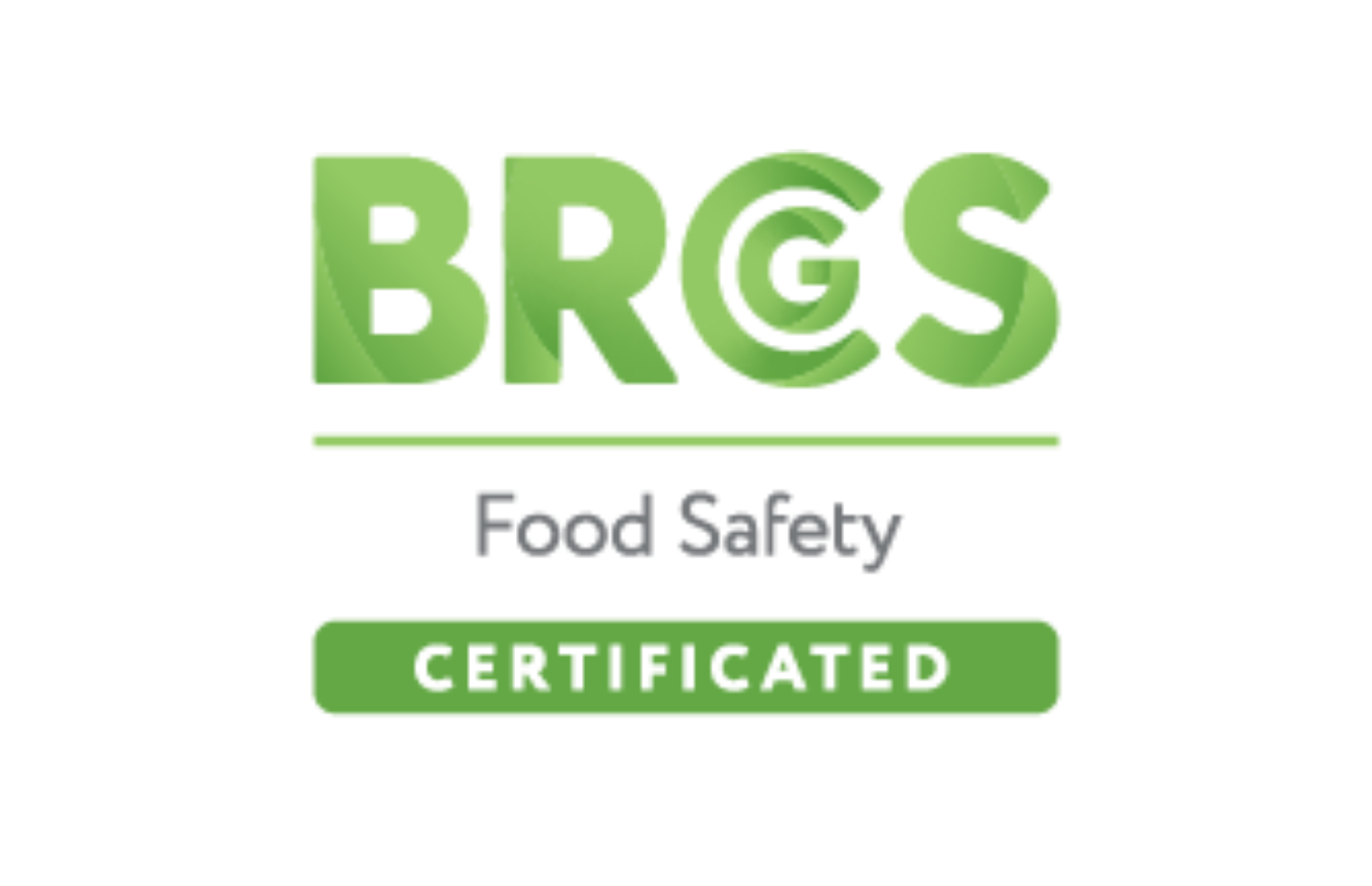 Digital green certificate design with the word "BRCGS certificated" visible.