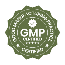 Seal indicating gmp (good manufacturing practice) certification.